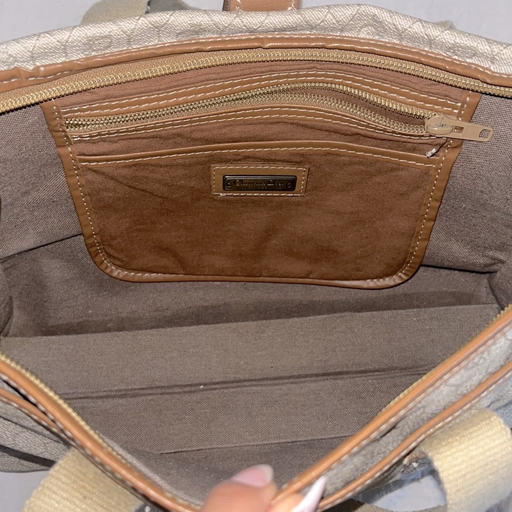 Vintage Christian Dior Satchel Handbag  beige with brown honeycomb design - Picture 3 of 7